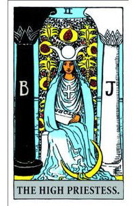 the high priestess card from the Rider Waite deck